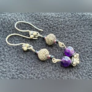 Turquoise Amethyst Earrings with Sterling Silver- Posts